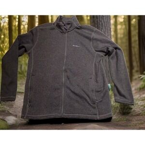Eddie Bauer Fleece Jacket Men Large Brown Excellent Full Zip Sweater‎ Knit Mock